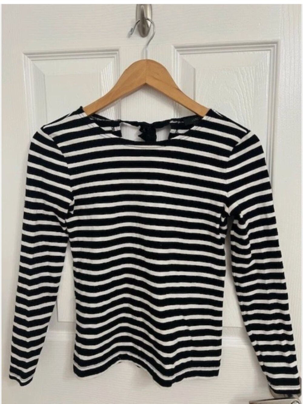 J. CREW XXS Striped Black/White Top - Bows on Back
